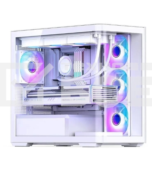 Корпус без блока питания JONSBO D300, Mini-Tower, TG, no fan, 2xUSB-A 3.2 + 1xUSB-C 3.2, mATX, mITX White