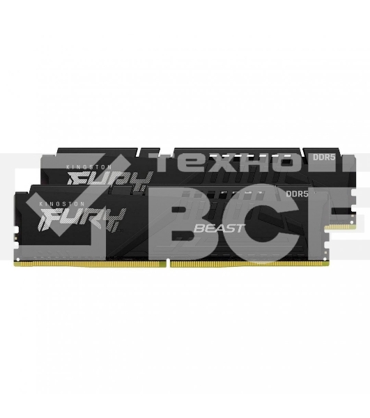 Оперативная память Kingston Fury Beast, DDR5, 64GB (2x32GB), 6000MHz, CL36, с радиатором, чёрный