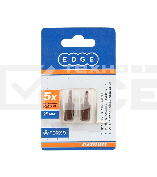 Бита EDGE by PATRIOT T9, сталь S2, длина 25 мм, 2шт в блистере