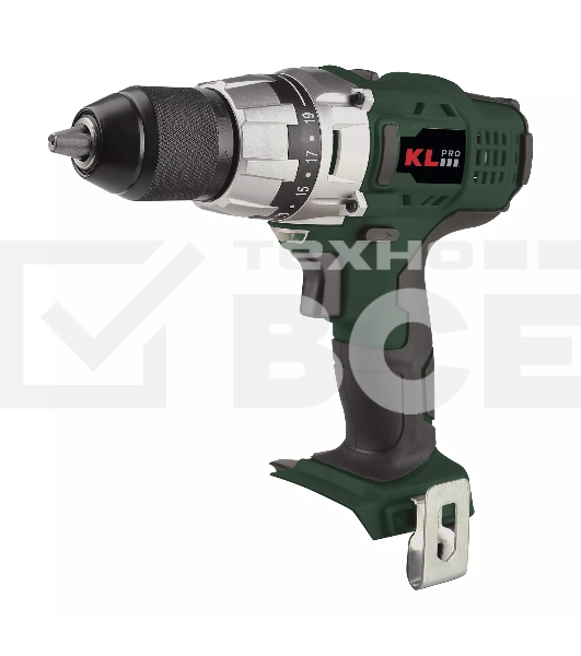 Профессиональный шуруповерт аккумуляторный Klpro KLNM18-00 (18В, без ЗУ и АКБ, 40Нм, 2 скорости, 20-ступений к/м, подсветка,в кейсе)