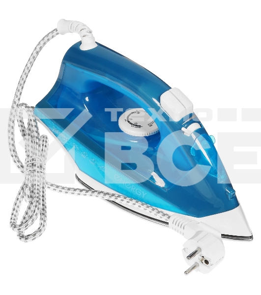 Утюг Energy EN-328 голубой, 2000 Вт, пар, спрей, пар.удар, самооч., стальная подошва (в уп. 10 шт)