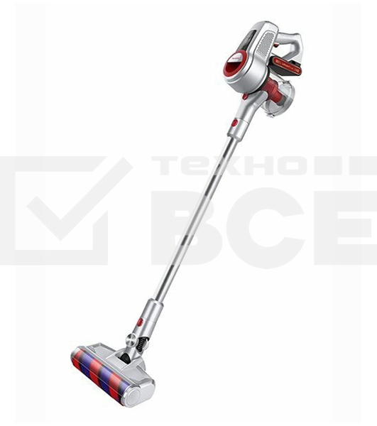 Пылесос вертикальный Sharp ECSB72RS серебристый/красный, питание от аккумулятора, 95 Вт, уборка сухая, пылесборник 1 л, работа от АКБ max 36 мин