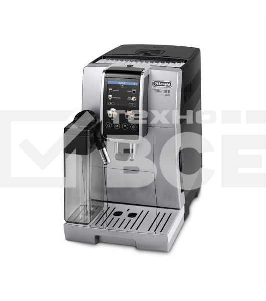 Кофемашина автоматическая DeLonghi Dinamica Plus ECAM380.85.SB серебристый/черный, исп. кофе - зерновой/молотый, 1.8 л, 1450 Вт, 15 Бар.