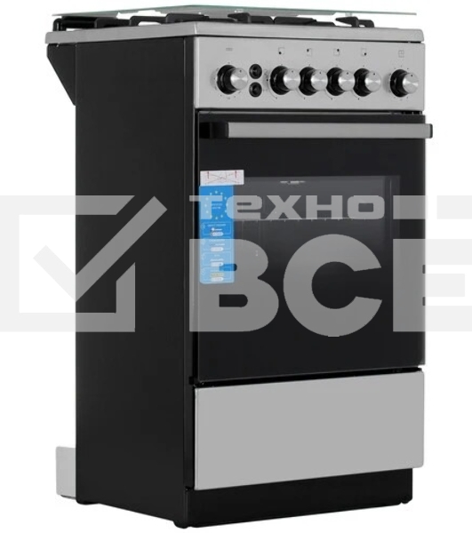 Плита газовая De Luxe 5040.40Г (кр) ЧР-010 серебристый, конфорок 4 шт, духовка 46 л, 50 см x 85 см x 50 см