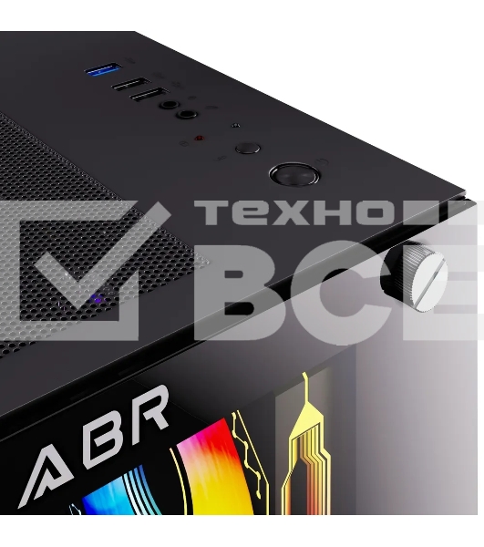 Компьютерный корпус ABR Sea View Black (1*USB Type-C, 2*USB 2.0, HD Audio, 4xRGB Fan, ATX, Micro-ATX)