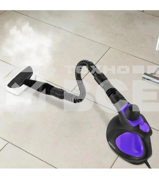 Пароочиститель ручной Kitfort КТ-9195 1050Вт черный/фиолетовый