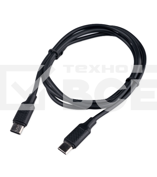Кабель USB2.0 Cablexpert CC-USB2-CMCM-60-1M, Type-C/Type-C, 3A, 60Вт, PD/QC3.0, медь, 1м, черный, пакет