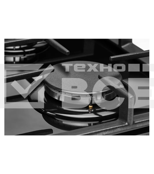 Газовая варочная панель Kuppersberg FG 95 B, закаленное стекло, ширина 90 см, 5 газовых конфорок, WOK конфорка(4,2 кВт), автоподжиг, газ-контроль, чугунные решетки, черный