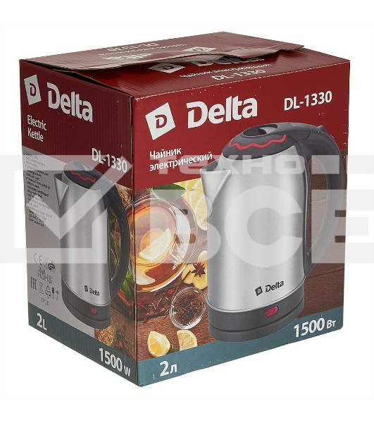 Чайник электрический Delta DL-1330 нерж с красным