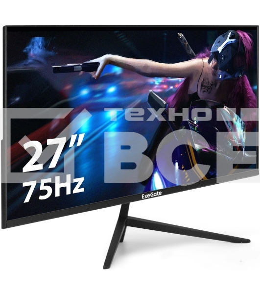 Монитор 27' ExeGate SmartView ES2707CA IPS 2560x1440, 75 Гц, 1 мс, 16:9, 300 кд/м2, 1xHDMI, 1хDP, 1x3.5 мм, черный
