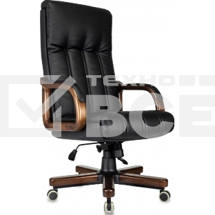 Кресло руководителя Бюрократ T-9932Walnut черный, кожа, крестов. металл/дерево