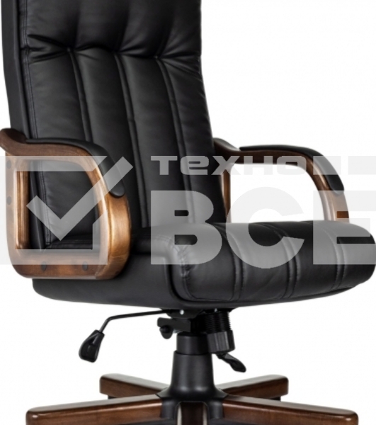Кресло руководителя Бюрократ T-9932Walnut черный, кожа, крестов. металл/дерево