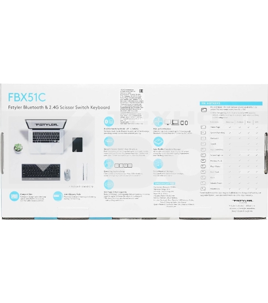 Клавиатура беспроводная A4Tech Fstyler FBX51C серый USB BT/Radio slim Multimedia