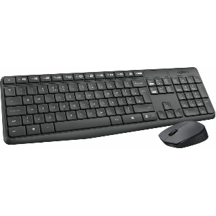 Комплект клавиатура+мышь Logitech MK235 беспроводной, USB, 1000 DPI, серый ( неоригинальная гравировка)