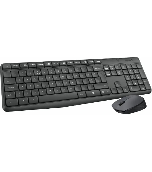 Комплект клавиатура+мышь Logitech MK235 беспроводной, USB, 1000 DPI, серый ( неоригинальная гравировка)