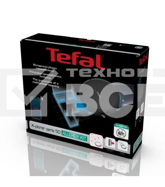 Робот-пылесос Tefal RG7365WH черный, 2500 мАч Li-Ion, уборка суxая/влажная, пылесборник контейнер 0.44 л