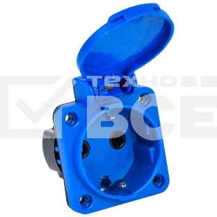 Розетка панельная IEK MAGNUM PSN71-016-3-2-44-K07 2P+PE 16А IP44 РП11-3 с защ. крышкой с заземл. син.