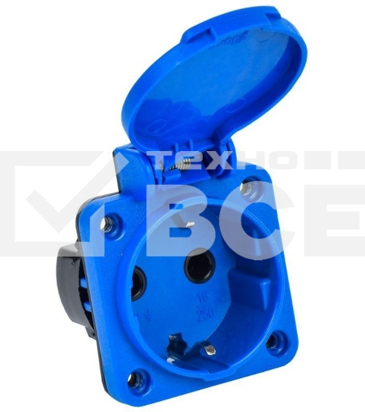 Розетка панельная IEK MAGNUM PSN71-016-3-2-44-K07 2P+PE 16А IP44 РП11-3 с защ. крышкой с заземл. син.