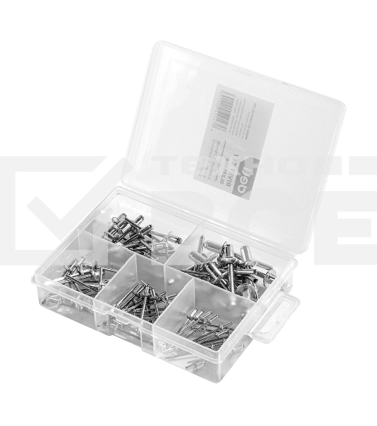 Набор заклепок Deli DL236906 75 шт (2.4мм,3.2мм,4.0мм,4.8мм,6.0мм) * 15 шт Пластиковая коробка.