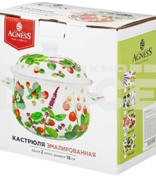 Кастрюля эмалированная AGNESS 934-561 ФРУКТОВАЯ КОРЗИНА 2.0 л