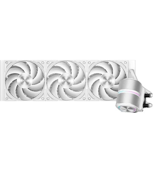 Система охлаждения Water Cooling System PCCooler DE360 Pro WH (300W, 360мм, White, ARGB Pump, Fans: 3x120мм, 86.73CFM, 32dBA, 2200RPM/Pump height 57мм, 28dBA, 3200RPM, Rad thickness 27мм/S: 1851, 1700, 1200, 115X, AM5, AM4, AM3)
