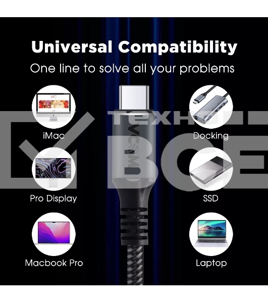 Кабель Thuderbolt4/ USB4 Type C, 5K@60Hz, 40GBps, PD 100W, 5A, VCOM, 1.2м <CU540M-1.2M>