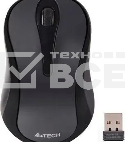Мышь беспроводная A4Tech G3-280NS серый/черный, 1200 dpi, радиоканал, USB, кнопки - 3