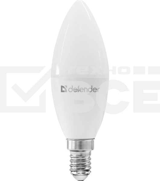 Лампа светодиодная Defender C37-12W-865-E14 свеча, 6500 К, холодный дневной, 1 шт.