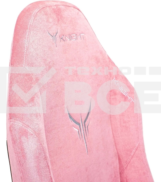 Кресло игровое Knight N1 Fabric розовый Velvet 36 с подголов. крестовина металл