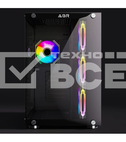 Компьютерный корпус ABR Sea View Black (1*USB Type-C, 2*USB 2.0, HD Audio, 4xRGB Fan, ATX, Micro-ATX)