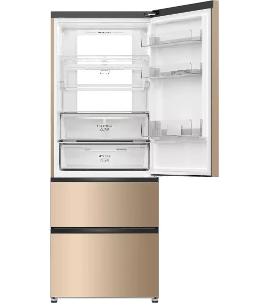 Холодильник Haier A4F742CGGU1 золотистый трехкамерный 277/129л морозилка снизу, No Frost