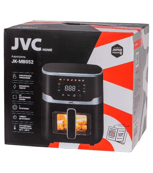 Аэрогриль JVC JK-MB052 черный, 1800 Вт, 6 л, сенсор, 7 программ