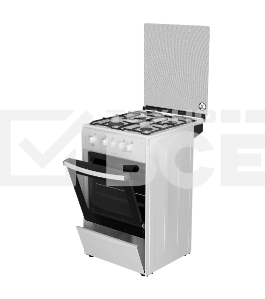 Плита газовая Darina 1B GM 341 107 W белый/черный, конфорок 4 шт, духовка 50 л, 50 см x 85 см x 56 см