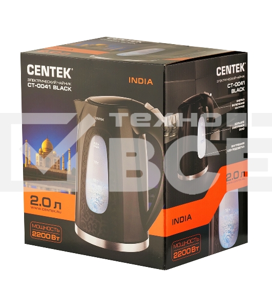 Чайник электрический Centek CT-0041 черный 2 л