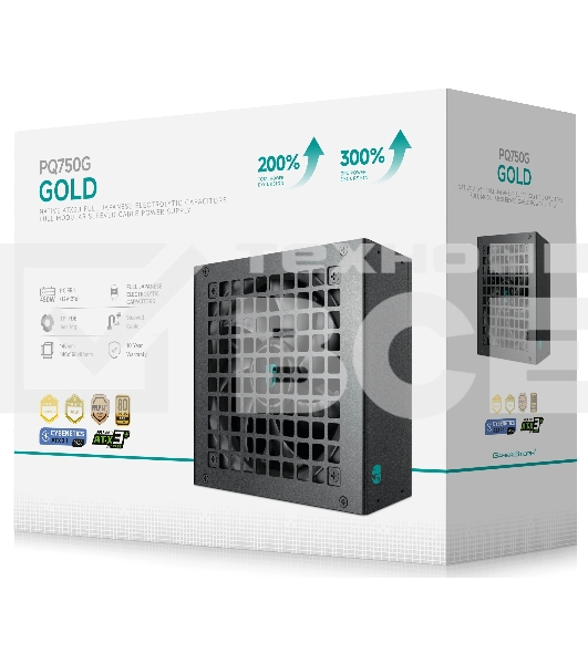 Блок питания Deepcool/GamerStorm PQ750G (ATX 3.1, 750W, Full Cable Management, PWM 120мм fan, 80 PLUS GOLD, Active PFC + Half Bridge + DC/DC, Full Japanese Capasitors, Gen5 PCIe) RET