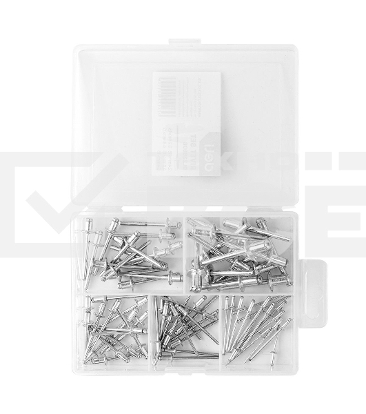 Набор заклепок Deli DL236906 75 шт (2.4мм,3.2мм,4.0мм,4.8мм,6.0мм) * 15 шт Пластиковая коробка.
