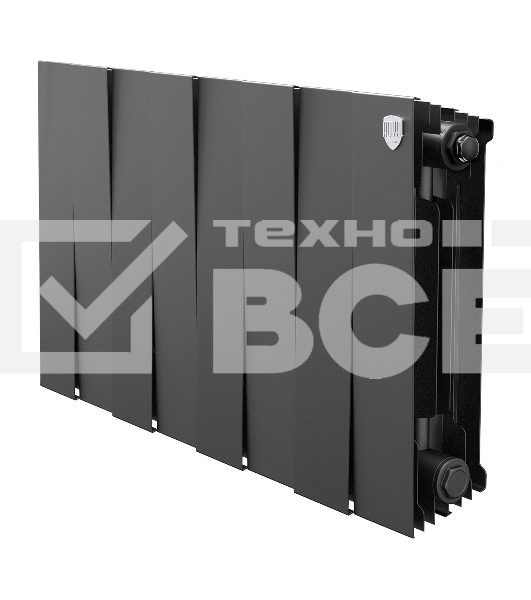 Радиатор биметаллический Royal Thermo PianoForte 300 черный - 8 секц.