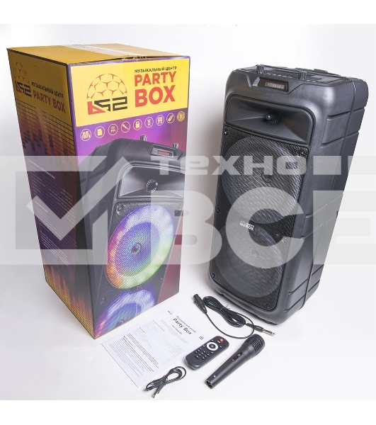 Мидисистема B52 Party Box, 40Вт (20Вт*2), АКБ 4500мА/ч,BT (до10м), USB, FM, провод. микроф.