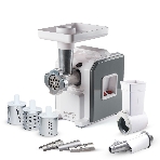 Мясорубка электрическая Аксион М43.02 белый / серый, 1900 Вт, 2.0 кг/мин, реверс, защита от перегрузки, насадки - 8, фото 1