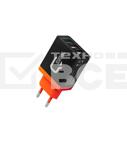Сетевое зарядное устройство Qumo Quick Charge 3.0 3 USB (Charger 0019), 3 USB, 4.2A, 1 USB (QC 3.0, FCP, AFC) + 2 USB 2,1A, черный