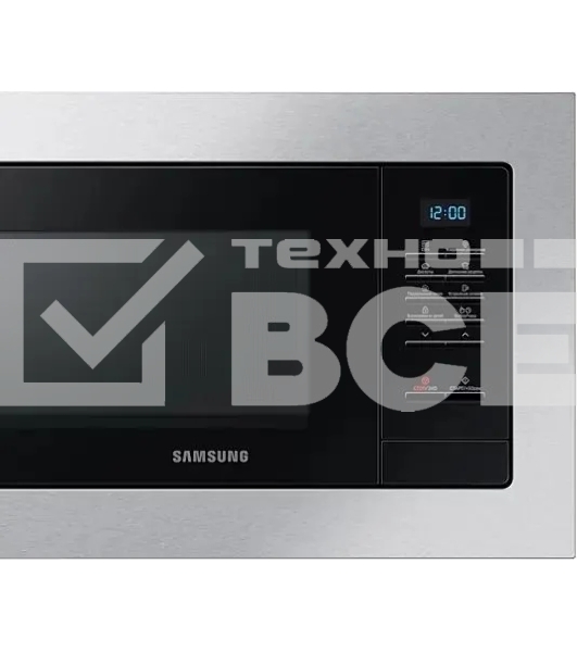 Микроволновая печь встраиваемая Samsung MS23A7013AT/BW серебристый/чёрный, 23 л, 1150 Вт, переключатели - кнопки