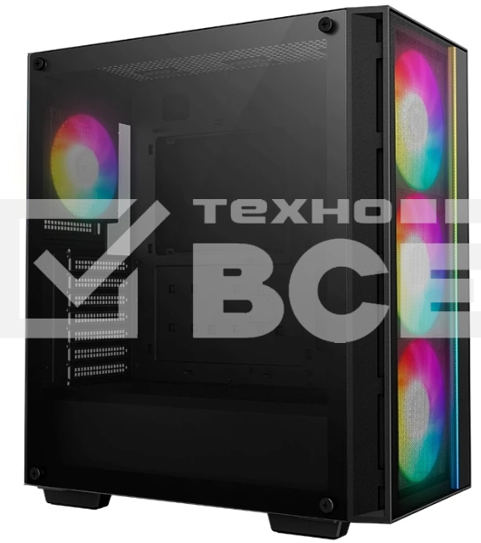 Компьютерный корпус Deepcool MATREXX 55 MESH V4 без БП, боковое окно (закаленное стекло), 3xARGB LED 140мм вентилятора спереди, 1xARGB LED 120мм вентилятор сзади, черный, ATX