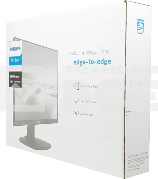 Монитор 23.8' Philips 243V7QDAB/00 IPS 1920x1080, 75 Гц, 4 мс, 16:9, 250 кд/м2, 1xHDMI, 1xDVI, 1xVGA, 1x3.5 мм, черный