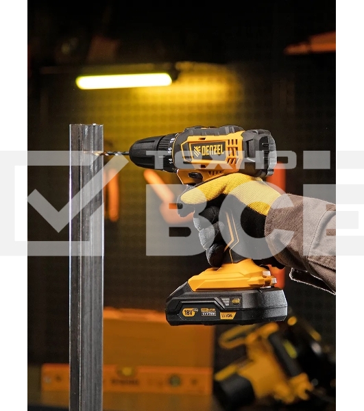 Дрель-шуруповерт Denzel CDL-18-0, Аккумуляторная, 18В, Без АКБ и ЗУ