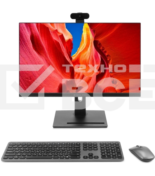 Моноблок Digma Pro Vision 23.8' Full HD i3 1215U (1.2) 8Gb SSD 256Gb UHDG CR Windows 11 Pro Eth WiFi BT 90W клавиатура мышь Cam черный 1920x1080
