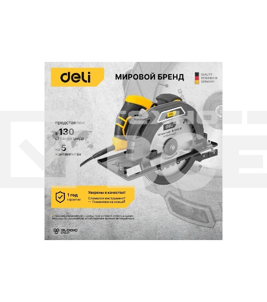 Циркулярная пила Deli DL-YJ235-E1 (2200Вт, 4200об/мин, диаметр диска 235мм)