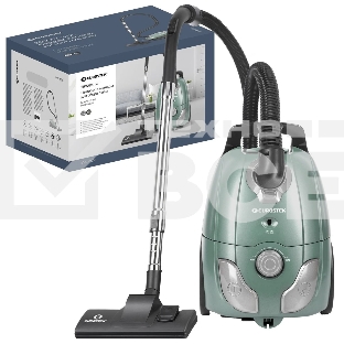 Пылесос Eurostek EVC-3016 мятный, Потребляемая мощность – 2600 Вт, Мощность всасывания – 420 Вт