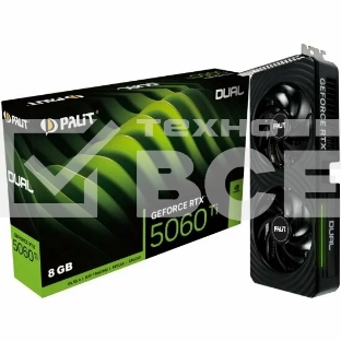 Видеокарта Palit PA-RTX5060Ti DUAL OC 8GB RTX5060TI 8Gb 128bit GDDR7 2407/28000 HDMIx1 DPx3 HDCP Ret