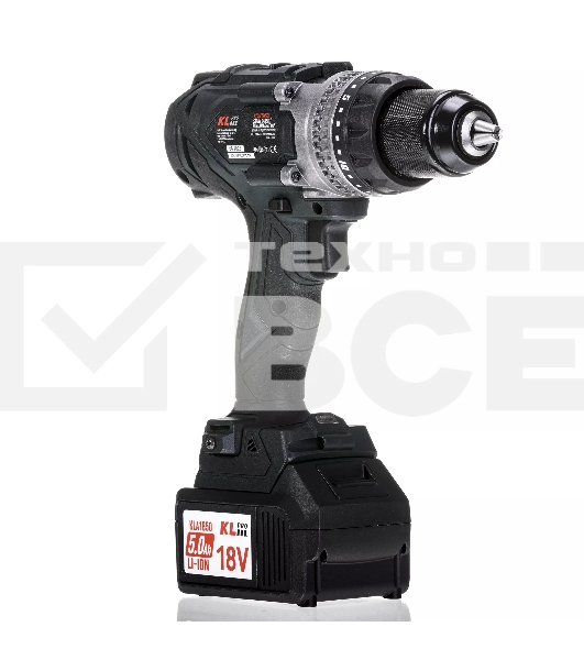 Профессиональный аккумуляторный бесщеточный ударный шуруповерт Klpro KLDM18BHX-50 (18В, Li-ion-2шт, 5.0А·ч, 150Нм, 2 скорости, подсветка, магнитная бита,З/У,в кейсе)