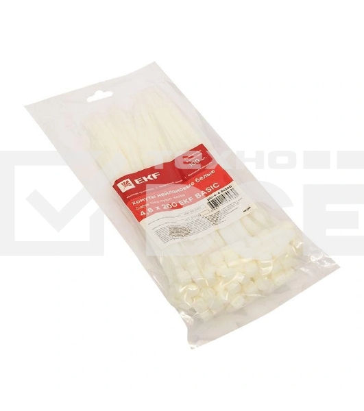 Хомут кабельный 4.8х200 нейл. белый (уп. 100 шт) EKF plc-c-4.8x200